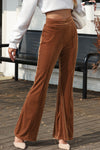 Chic Women's Chestnut High Waist Flare Corduroy Pants - Comfortable Fit for Trendy Casual Looks