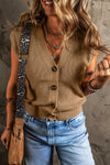 Chic Women's Parchment V-Neck Sweater Vest - Versatile Layering Piece for Effortless Style and Comfort