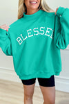 Trendy Sea Green Oversized Mock Neck Sweatshirt for Women – Cozy Embroidered Casual Style for Effortless Everyday Wear