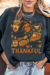Cozy Women's Dark Grey Twisted Ribbed Baggy Sweatshirt – Trendy Fall Fashion with Stylish Print for Chic Comfort