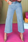 High-Waisted Wide Leg Jeans for Women - Relaxed Fit Classic Blue Denim, Trendy Casual Style for Everyday Fashion