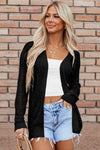 Lightweight Black Open Knit Cardigan for Women - Stylish Layered Look for Effortless Everyday Elegance