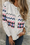 Trendy Women's Soft Knit Geometric Cardigan - Cozy Open Front Layering Piece in Stylish Patterns
