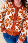 Plus Size Women's Orange Floral Short Cardigan - Stylish Button-Up for Spring Fashion and Everyday Wear