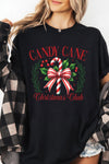 Women's Festive Black Candy Cane Christmas Graphic Tee - Custom Holiday Shirt for Comfort and Style