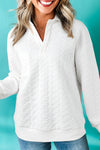 Cozy Women's White Textured Sweatshirt - Stylish Casual Fit for Everyday Comfort and Versatile Outfits