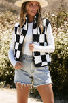 Cozy Women's Checkered Sherpa Vest in Soft Earth Tones - Effortless Layered Style for Chic Fall Outfits