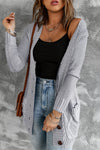 Cozy Gray Women's Cardigan with Button Closure and Front Pockets - Casual Knit Sweater for Effortless Everyday Style