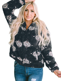 black-aztec-pattern-zipper-collared-sherpa-jacket