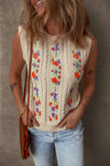 Cozy Women's Floral Embroidered Cable Knit Sweater Vest in Jet Stream - Ideal for Layering and Fall Styles