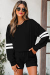 Trendy Women's Varsity Sweatshirt & Shorts Set - Casual, Comfortable Lounge Outfit in Vibrant Colors for Everyday Style