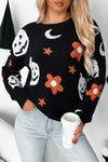 Cozy Women's Black Halloween Sweater - Spooky Knit Pullover for Fall and Winter Festivities, Perfect for Seasonal Style