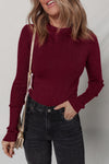 Chic Women's Ribbed Long Sleeve Top in Soft Fabric – Perfect for Layering and Everyday Casual Style