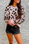 Cozy Women's Leopard Print Ribbed Pullover Sweater – Chic Casual Knit Top with Trendy Trim for Fall Style
