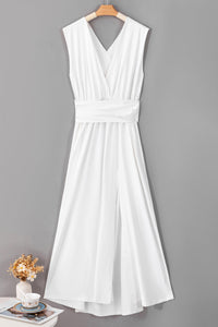 elegant-solid-deep-v-neck-split-dress