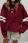 Cozy Women's Varsity Striped Sweatshirt - Trendy Casual Style for Everyday Comfort in Soft Fabric