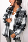 Stylish Women's Gray Plaid Color Block Long Sleeve Jacket with Pockets - Perfect for Layering and Everyday Wear