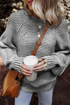 Chic Women's Cozy Striped Knit Sweater - Soft Casual Pullover for Stylish Fall & Winter Looks