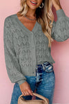 Cozy Women's Gray Crochet Cardigan Sweater - Chic Open Front Knit Layer for Stylish Fall Layering
