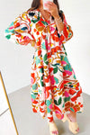 Boho Chic Women's Orange Floral Split V-Neck Tiered Maxi Dress for Effortless Summer Elegance and Comfort