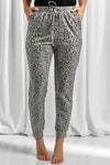 Women's Comfortable Khaki Leopard Print Joggers - Elastic Waist, Casual Fit for Everyday Style and Relaxed Outfits