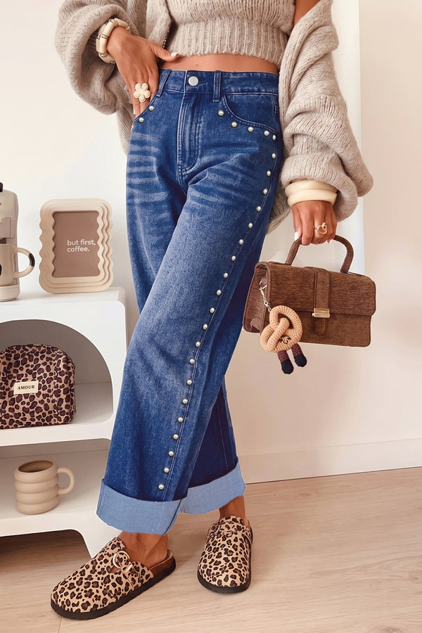 Chic Women's High-Waisted Blue Jeans - Slim Fit for Effortless Casual Elegance and Everyday Comfort