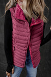 Cozy Burgundy Women's Plush Collared Quilted Puffer Vest for Stylish Layering and Ultimate Warmth