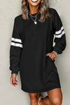 Cozy Women's Black Sweatshirt Dress - Long Sleeve, Relaxed Fit for Effortless Casual Style and Everyday Comfort