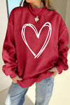 Reversible Women's Racing Red Mock Neck Sweatshirt with Heart Script Ideal Valentine's Day Gift for Her