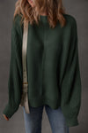 Cozy Mist Green Loose-Fit Drop Shoulder Sweater for Women with Chic Front Seam Detail - Perfect for Casual Style