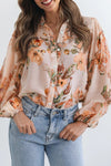 Lightweight Floral Print Blouse for Women - Chic Long Sleeve, Relaxed Fit, Ideal for Spring and Summer Casual Wear