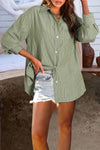 Stylish Green Striped Women's Casual Shirt - Lightweight, Comfortable Fit for Everyday Wear and Trendy Outings
