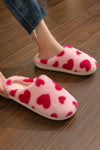Cozy Fiery Red Heart-Shaped Women's Winter Slippers - Fuzzy, Warm Comfort for Valentine's Day and Everyday Relaxation