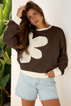 Cozy Women's Floral Patch Sweatshirt - Soft Casual Top for Everyday Style in Vibrant Colors and Comfortable Fit