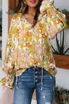 Women's Lightweight Yellow Floral Smocked Blouse - Trendy Spring/Summer Top for Effortless Style and Comfort