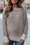 Trendy Cozy Women's Striped Knit Sweater in Soft Pastels - Perfect Casual Fall Fit for Stylish Comfort