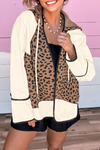 Trendy Women's Leopard Print Patchwork Jacket - Cozy Casual Outerwear for Effortless Style and Comfort