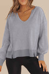 Soft Beige Waffle Knit Sweatshirt for Women - Relaxed Fit, Cozy Layering Essential for Casual Outings and Everyday Wear