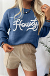 Dusk Blue Women's Cozy Embroidered Western Sweater - Chic Country Style for Everyday Comfort and Versatility
