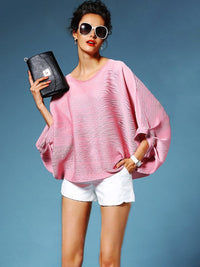 Loose Pleated Dolman Sleeves Tunic Tee