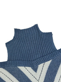 Plus Size Geometric Print Cold Shoulder Turtle Neck Sweater