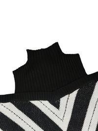 Plus Size Geometric Print Cold Shoulder Turtle Neck Sweater