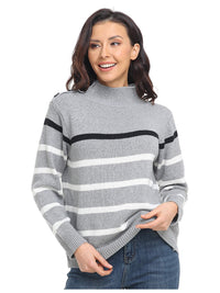 Cozy Stripe High Neck Sweaters
