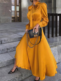 womens-dresses-bowknot-long-sleeve-temperament-dress