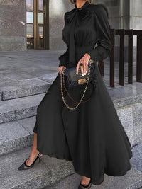 womens-dresses-bowknot-long-sleeve-temperament-dress