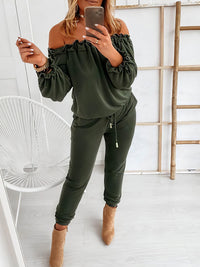 off-shoulder-long-sleeve-drawstring-frill-hem-jumpsuit