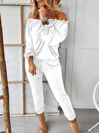 off-shoulder-long-sleeve-drawstring-frill-hem-jumpsuit