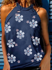 flower-print-sleeveless-round-neck-tank-top