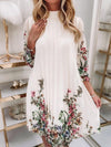 Flutter Sleeved Pleated Floral Dress