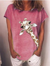 Comfy Giraffe Pattern T-Shirt for Women